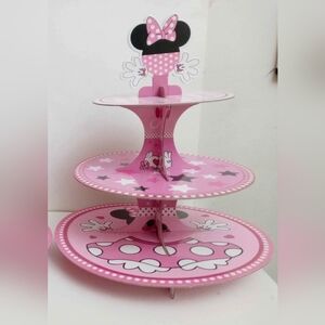Pink Minnie Mouse Cupcake Stand. Minnie Mouse Theme Party Decorations. Cupcakes
